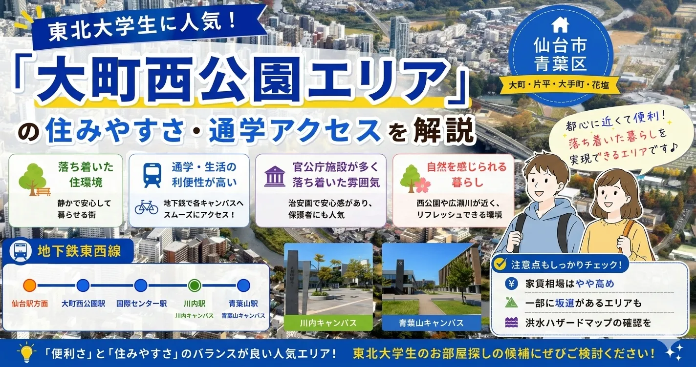 東北大学生に人気！「大町西公園エリア」の住みやすさ・通学アクセスを解説