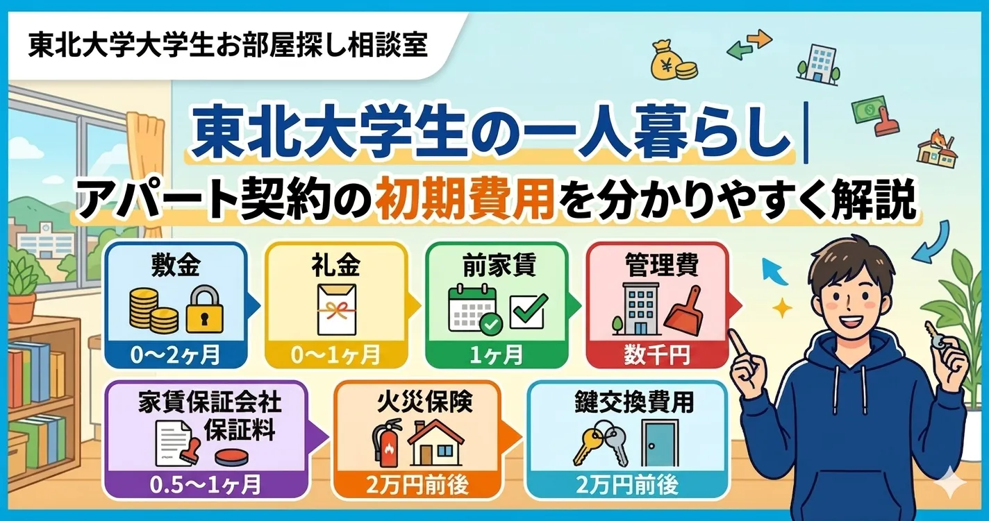 東北大学生の一人暮らし｜アパート契約の初期費用を分かりやすく解説