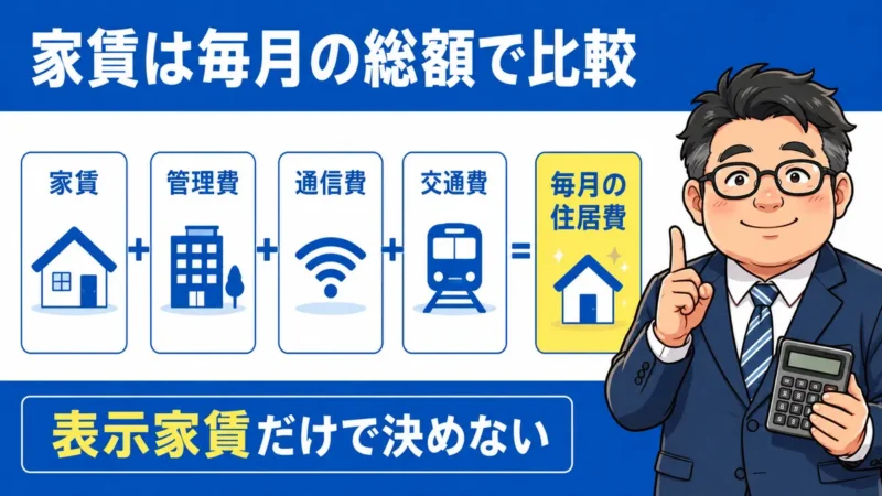 家賃と管理費・通信費・交通費を含めた毎月の住居費