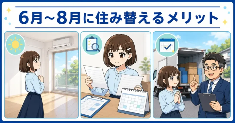 6月から8月に住み替えるメリットを内見・比較・引っ越しの場面で紹介