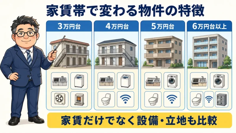 東北大学生向け賃貸物件の家賃帯別の特徴