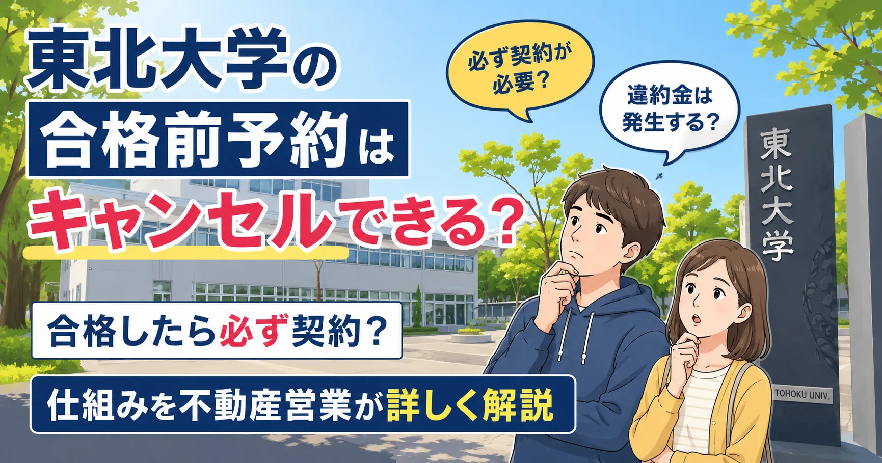 東北大学の合格前予約はキャンセルできる？合格したら必ず契約？仕組みを不動産営業が詳しく解説