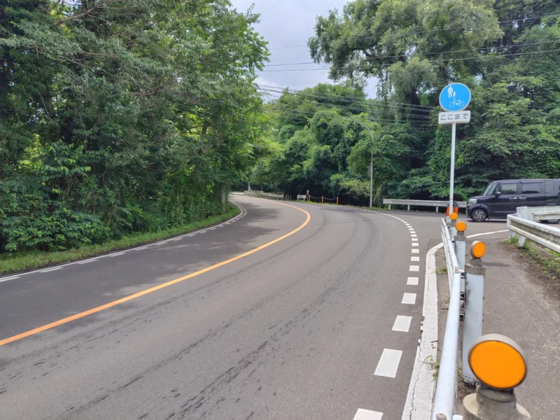 川内キャンパスから青葉山キャンパスへ続く坂道と狭い歩道