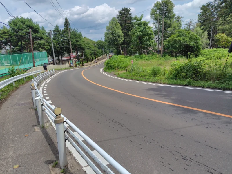 青葉山方面から川内方面へ下るカーブのある坂道