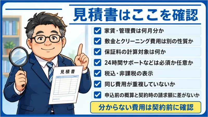 初期費用の見積書で確認したい7つのポイントを、チェックリストで紹介