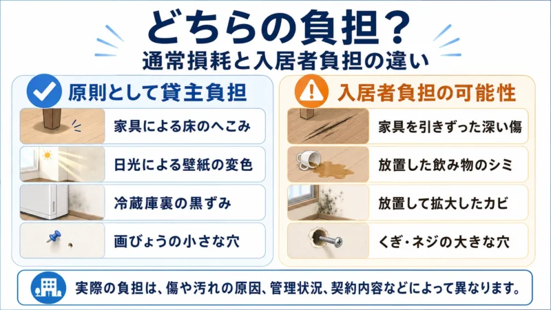 どちらの負担？
通常損耗と入居者負担の違い
