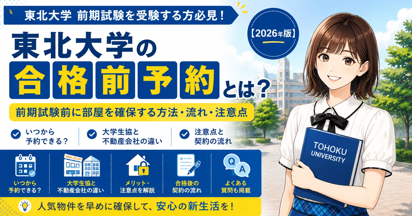東北大学の合格前予約とは？前期試験前に部屋を確保する方法・流れ・注意点【2026年版】