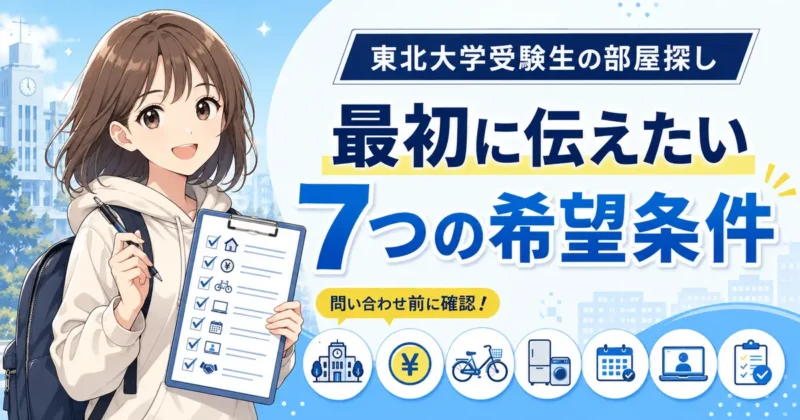 東北大学受験生が不動産会社へ最初に伝えたい7つの希望条件