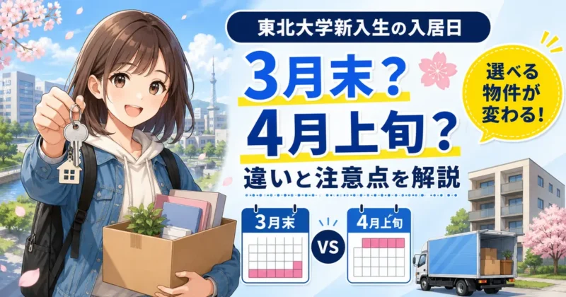 東北大学新入生の入居日は3月末と4月上旬のどちらがよいかを解説