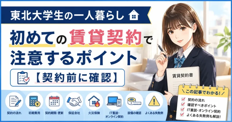 東北大学生の一人暮らし｜初めての賃貸契約で注意するポイント【契約前に確認】