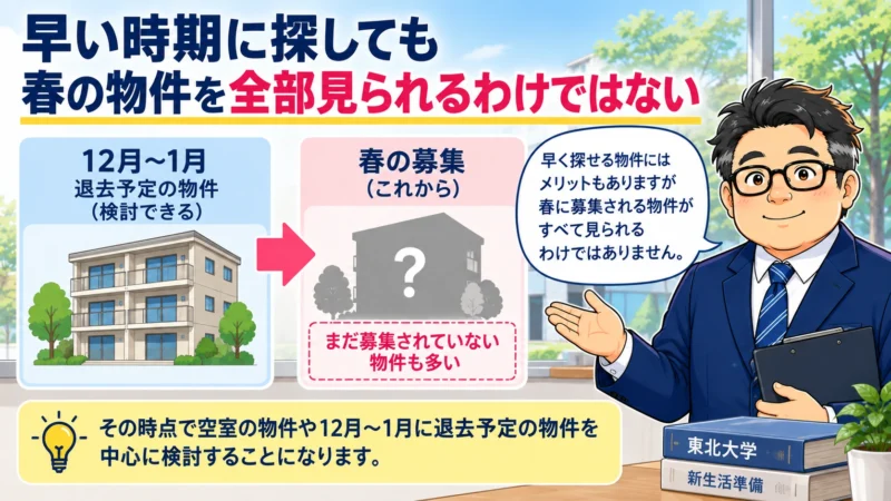 AOⅡ期の早い時期には春の募集物件がすべて出そろっているとは限らない