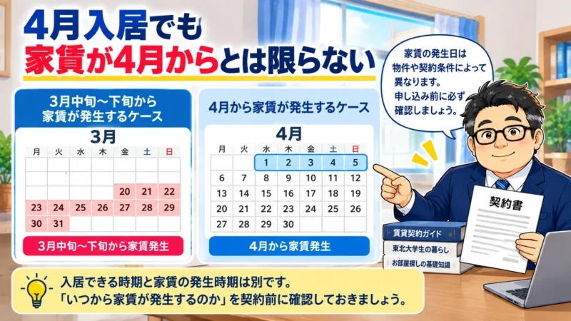 4月入居でも家賃が4月から発生するとは限らない