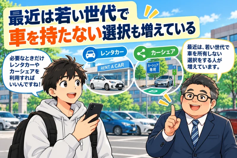 車を所有せずレンタカーやカーシェアを利用する大学生