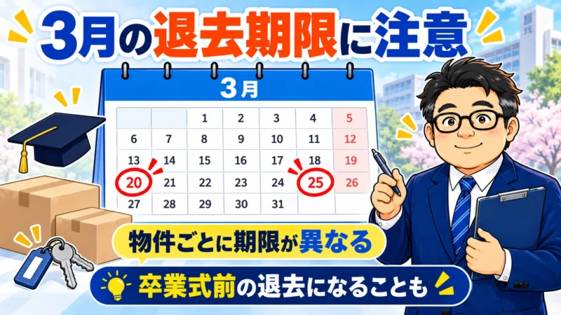 3月20日または25日を退去期限とする東北大学生向け賃貸物件の特約