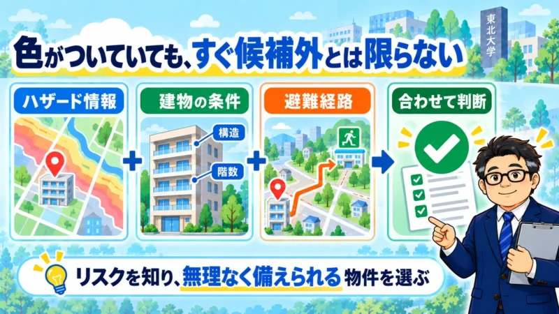 ハザード情報・建物条件・避難経路を合わせて物件を判断する方法
