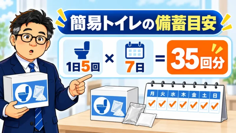 東北大学生の一人暮らしで簡易トイレを1日5回、1週間35回分備える目安