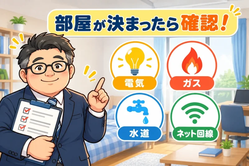 部屋が決まったら確認する電気・ガス・水道・ネット回線