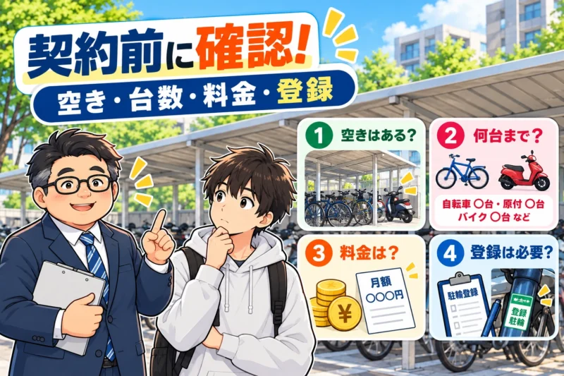駐輪場の空き・利用台数・料金・登録を契約前に確認するチェック項目